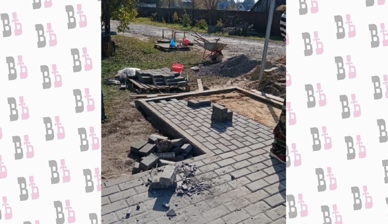 В Людинове строят тротуар по ул. Красноармейская