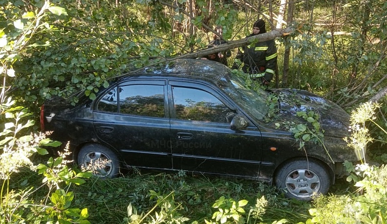 В Юхновском районе иномарка вылетела с дороги
