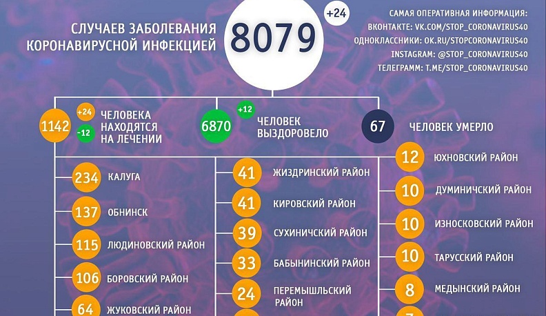 В Калужской области снова обновили статистику по коронавирусу
