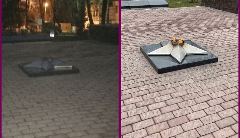 В Боровске сильный ветер погасил Вечный огонь