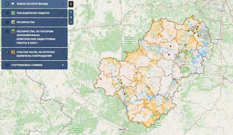 В Интерактивную карту лесов Калужской области внесены сведения о поврежденных лесных участках