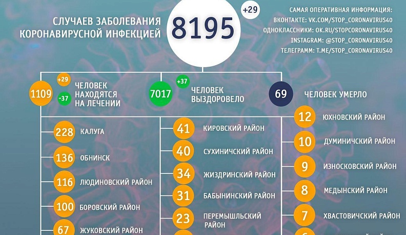 Более семи тысяч человек в Калужской области излечились от коронавируса