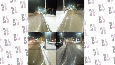 На Каменном мосту в Калуге расчистили тротуар по просьбе жителей