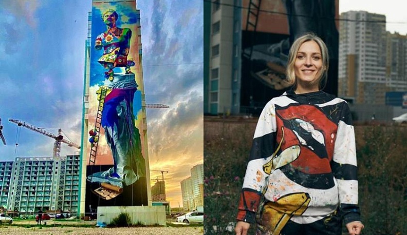 Художница из Калуги первой в России создала мурал в 20 этажей