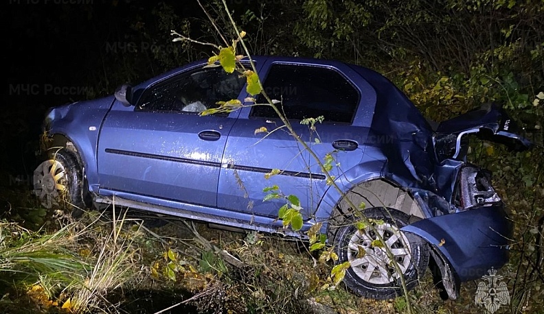 В Козельском районе человек пострадал при опрокидывании автомобиля в кювет