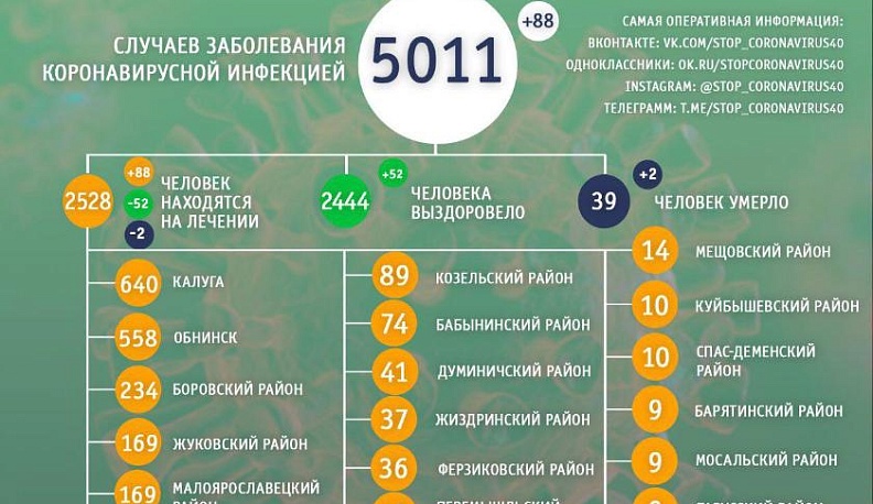 В Калужской области скончались еще два пациента с коронавирусом