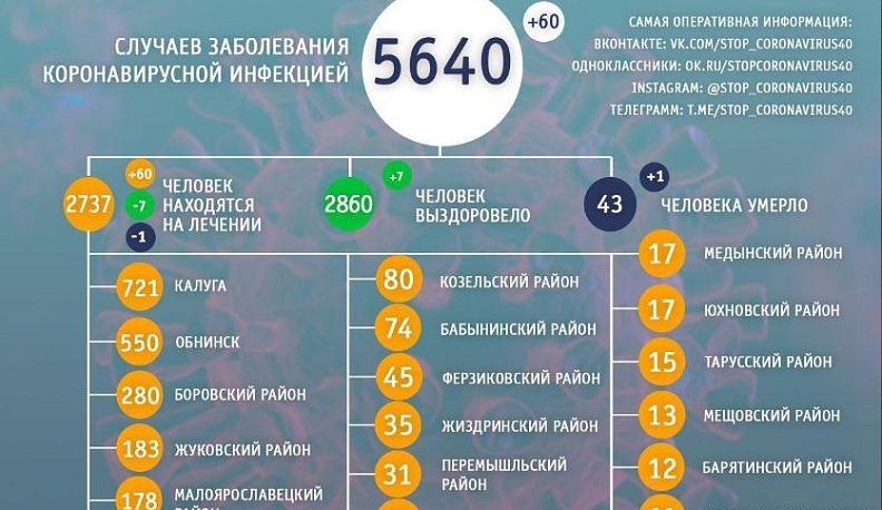 Еще один человек в Калужской области скончался от коронавируса