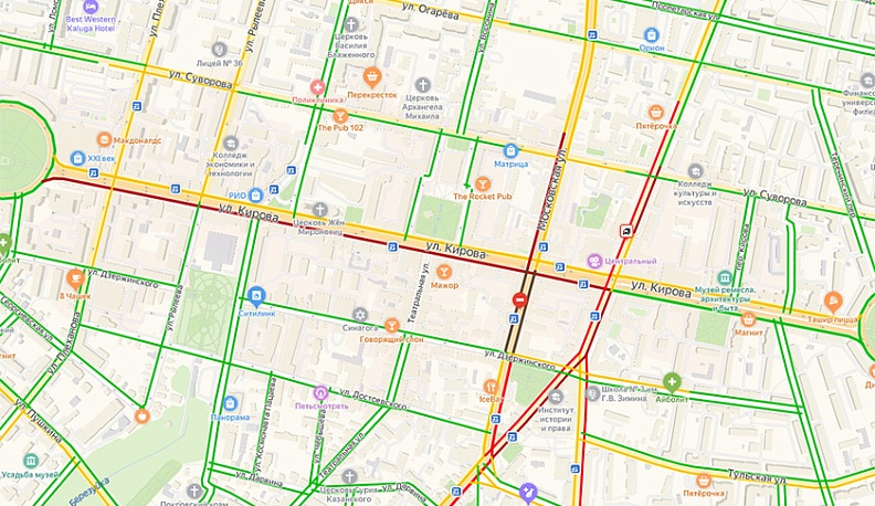На ул. Московской в Калуге перекрыт следующий участок дороги