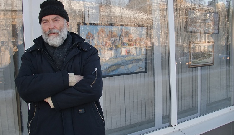 Зимние пейзажи Владимира Арепьева можно увидеть в витрине калужского Дома художника