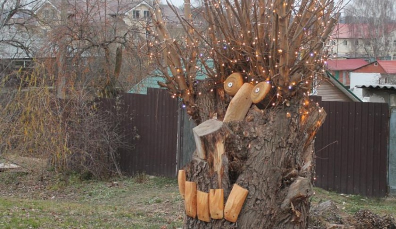 В Тарусе появился новогодний пень