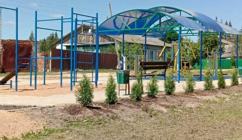 В деревне Долгое установили тренажёрную площадку