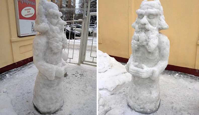 В Калуге появился снеговик Лев Толстой