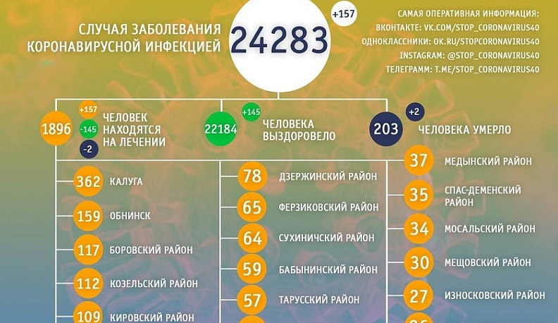 За сутки в Калужской области от коронавируса умерло еще 2 человека