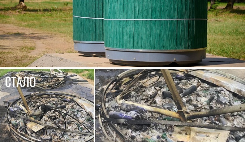 В Обнинске вандалы сожгли новые мусорные контейнеры на пляже Протвы