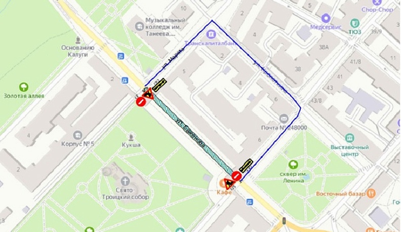 В ночь на 5 марта в Калуге перекроют улицу Баженова