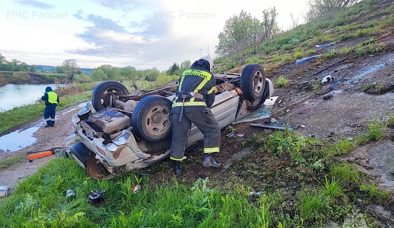В Тарусе иномарка вылетела в кювет