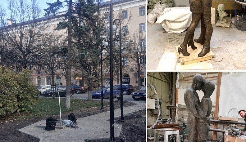 В Калуге завершаются работы по установке памятника «Поцелуи»