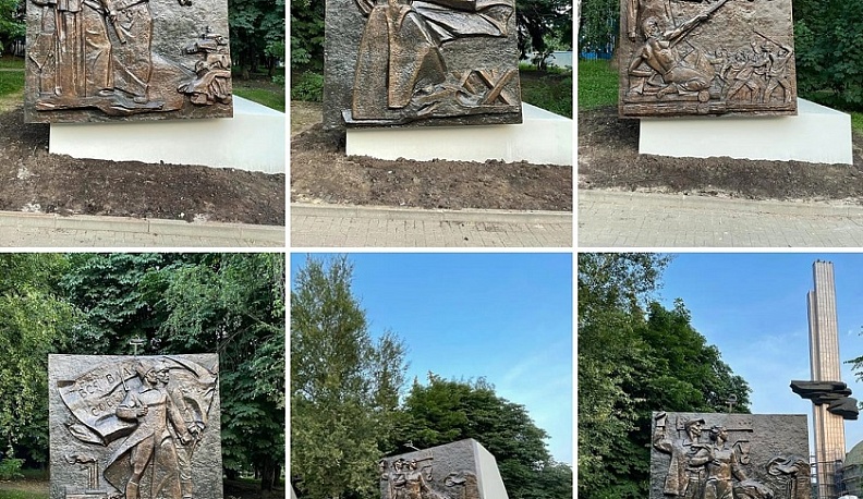 В Калуге отреставрировали рельефы возле памятника 600-летия города