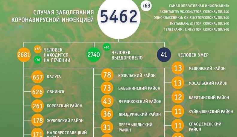 2681 житель Калужской области лечится от коронавируса 