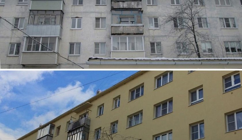 В Калуге утеплили и покрасили фасад еще одного жилого дома