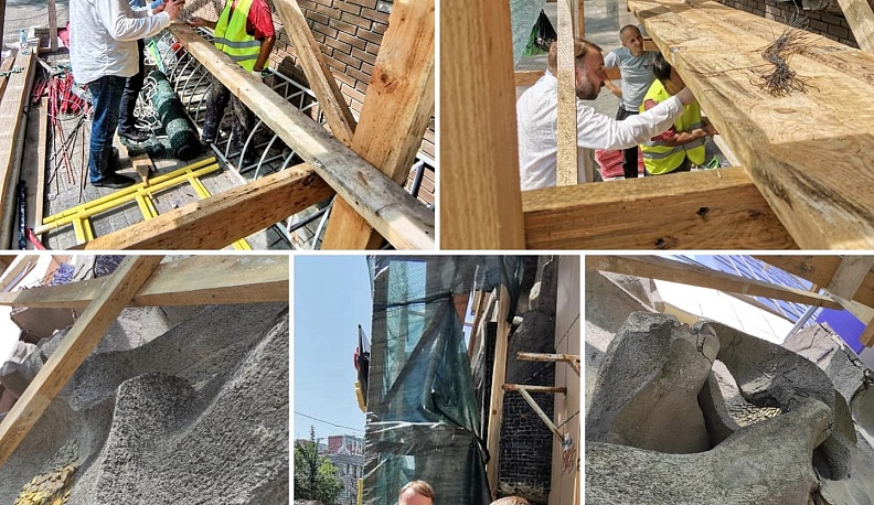 В Калуге приступили к восстановлению барельефа «Космос» на здании ВНИИМЭТа