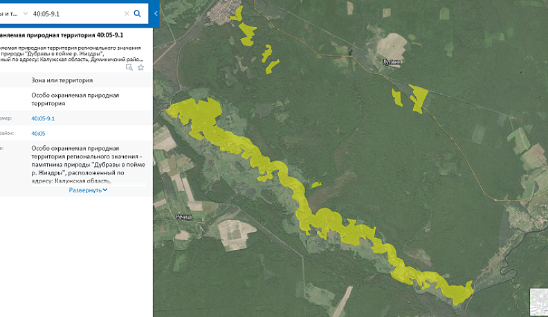 На кадастровой карте Калужской области появились еще три памятника природы