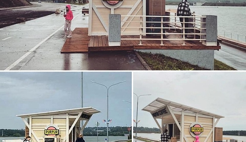 В Калуге на набережной Яченского водохранилища установили новую кофейню со смотровой площадкой